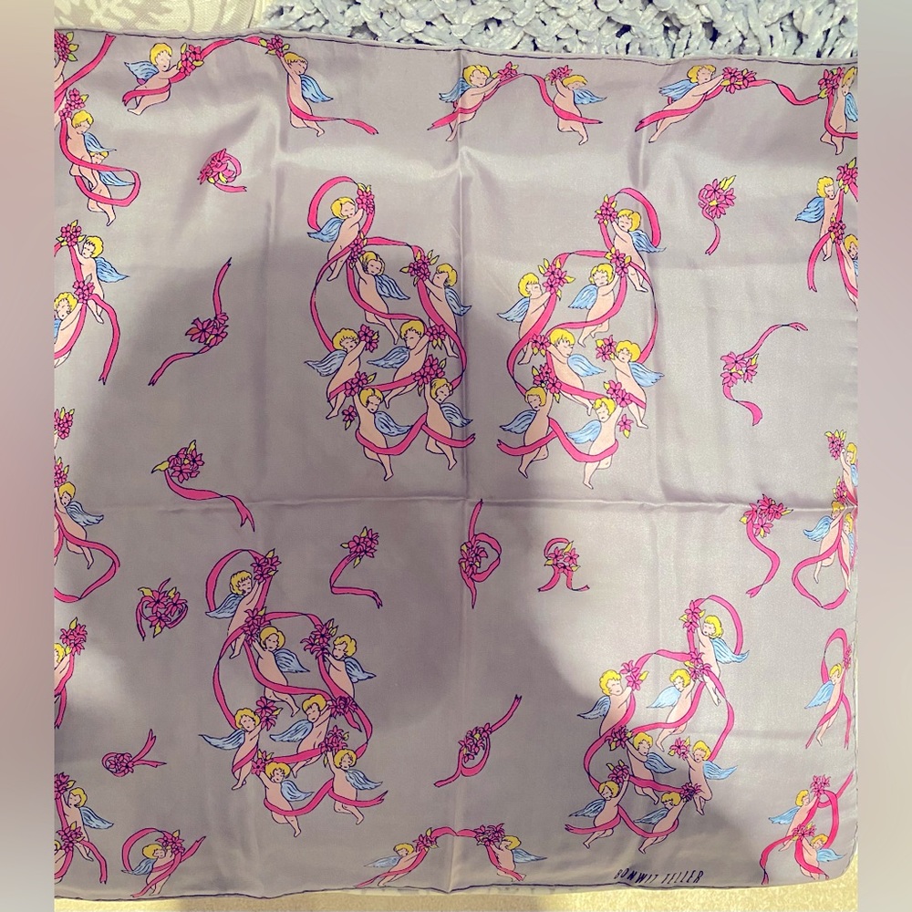 Bonwit Teller 100% silk scarf - pattern: cupids